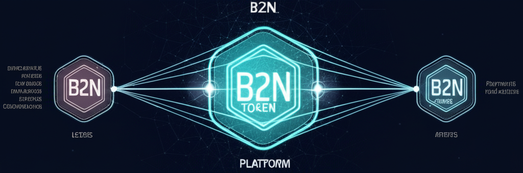 Diagram illustrating the various utilities of the B2N token within the XRP Ledger NFT ecosystem, showcasing its role in community rewards, access, and platform engagement.