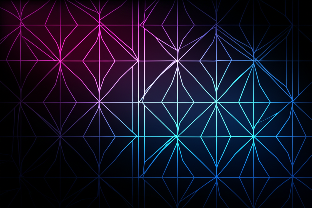 Subtle geometric neon background pattern enhancing the futuristic theme.
