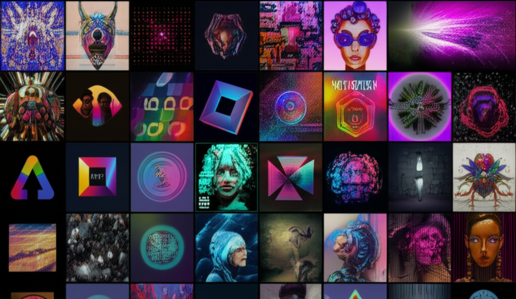 A vibrant collage showcasing various NFTs and projects thriving on the XRP Ledger, illustrating the ecosystem's diversity and growth.